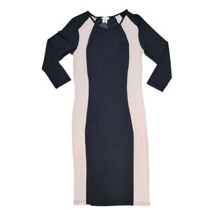 YELETE Women's Color Block Contrast Midi Dress, Black / Camel, Size M NWT